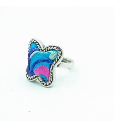 Bague papillon bleu