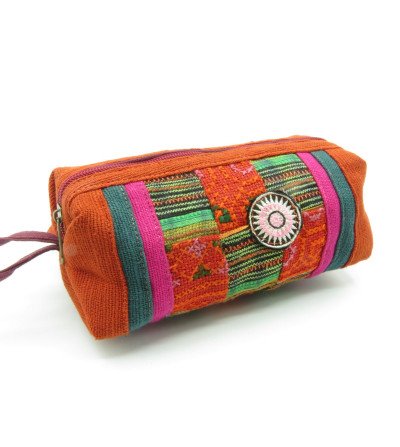 Trousse longue patchwork orange