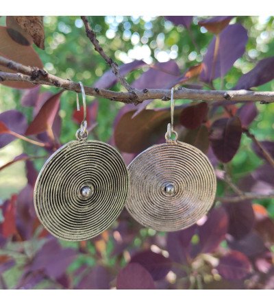 boucles d'oreilles spirales ethniques Miao