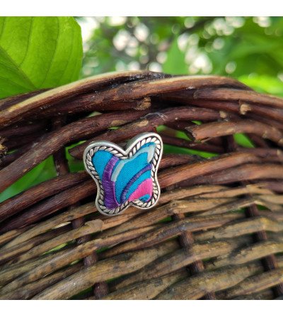 bague papillon bleu