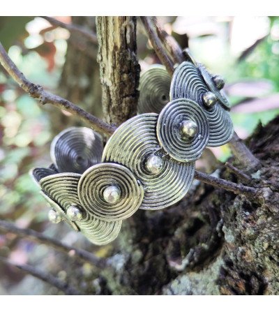 Open cuff with alternate spirals, ethnic jewelry