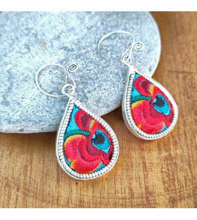 peacock drop earrings