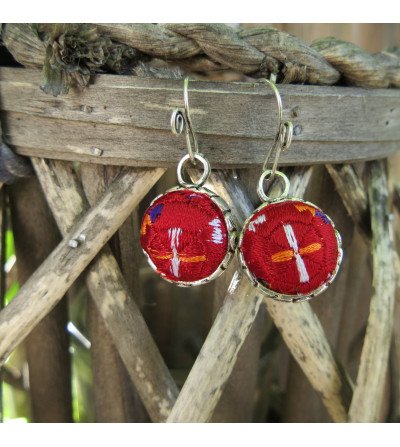 red ball earrings