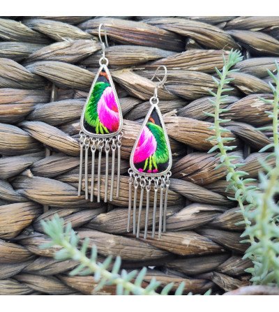 boucles d'oreilles broderie fleur