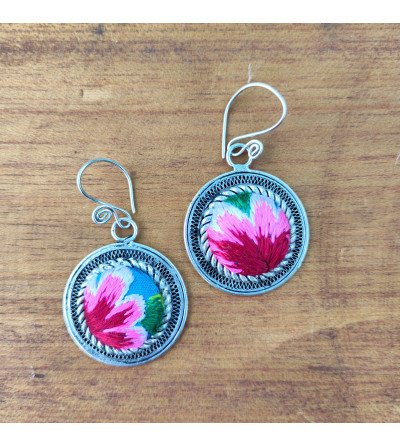 boucles d'oreilles rondes fleurs