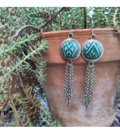 boucles d'oreilles vert Asie