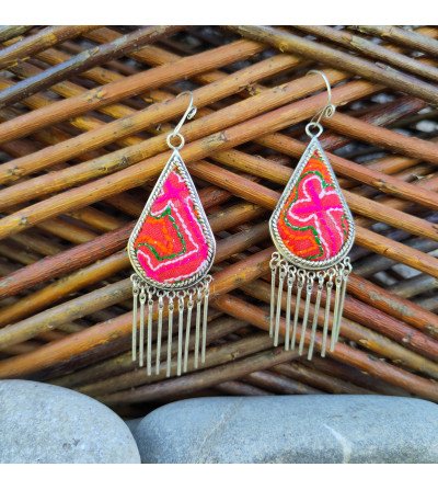 boucles d'oreilles orange Yunnan