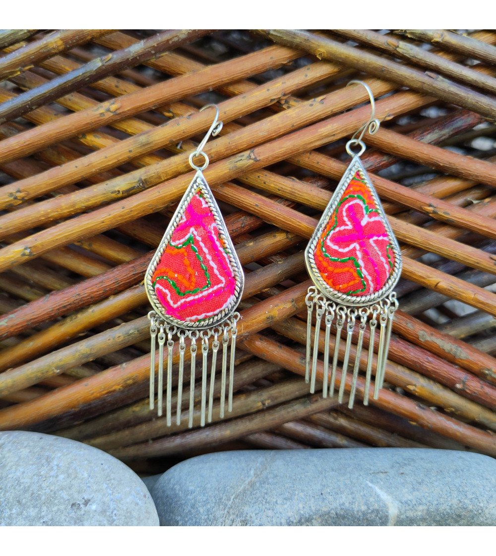 boucles d'oreilles orange Yunnan