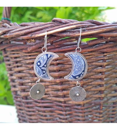 batik moon earrings