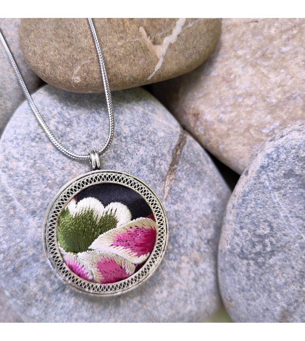 Handcrafted embroidered pendant