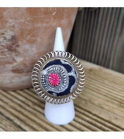 Bague médaillon batik
