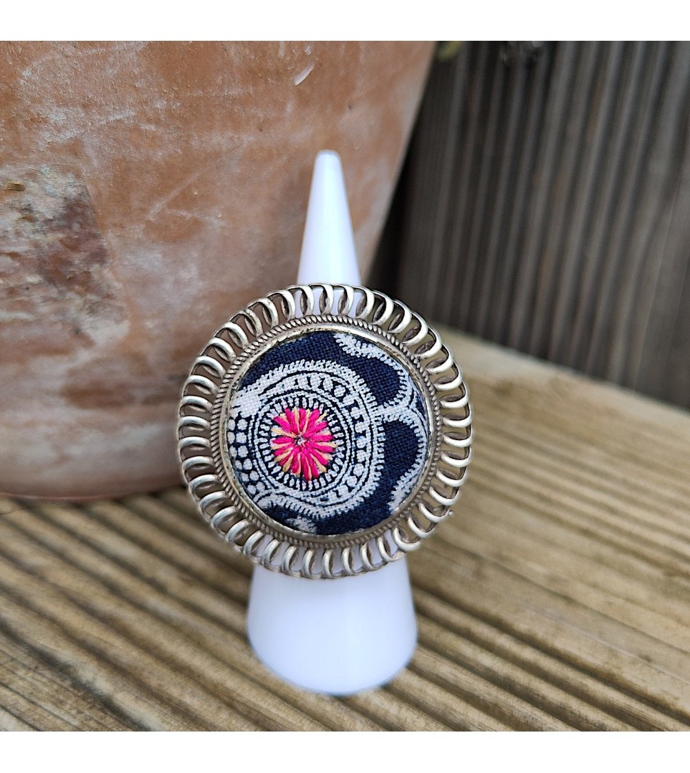 Bague médaillon batik