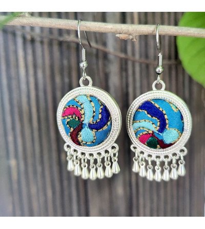 Small round blue earrings