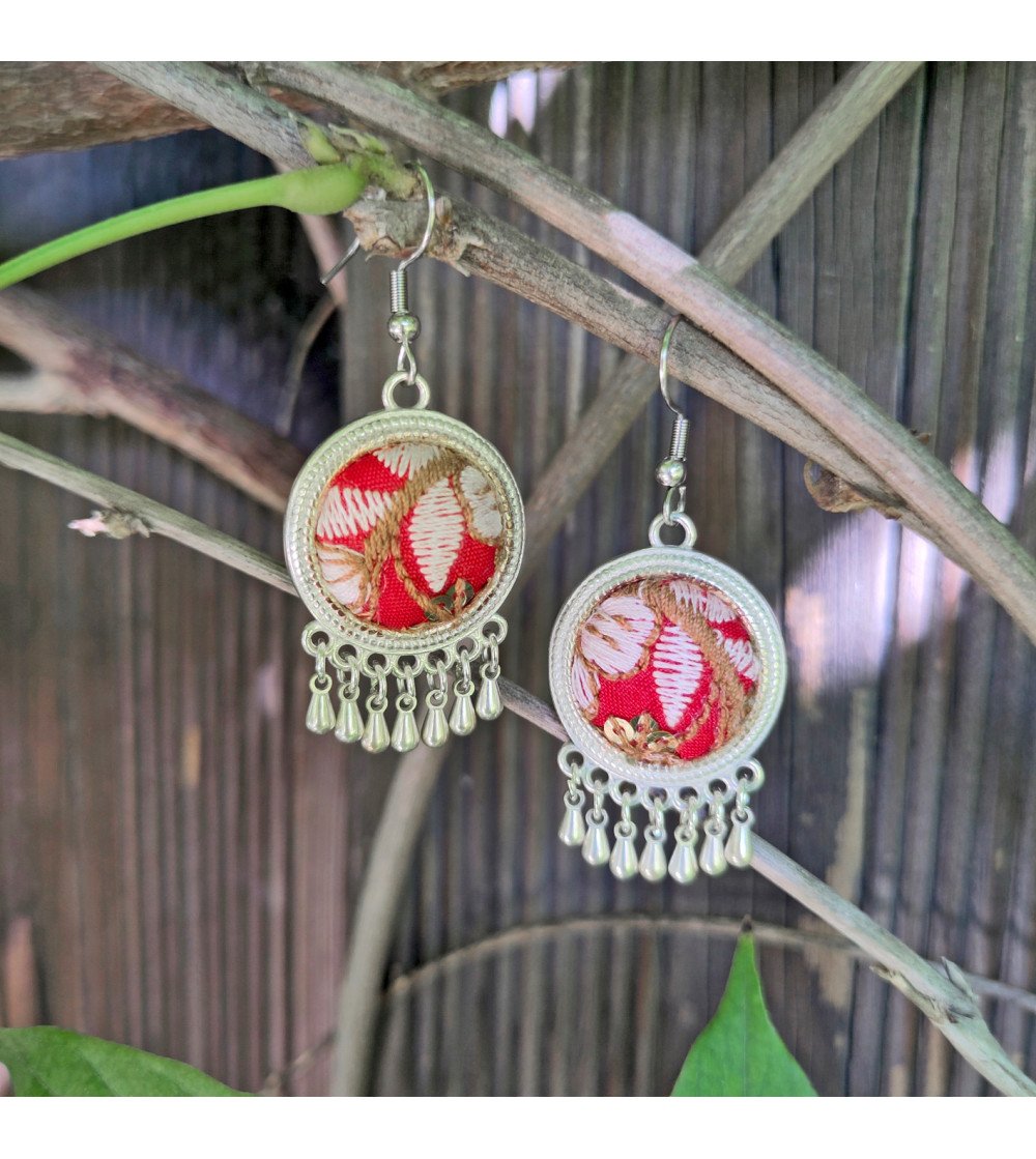 boucles d'oreilles Broderie vintage chic, bijou Miao