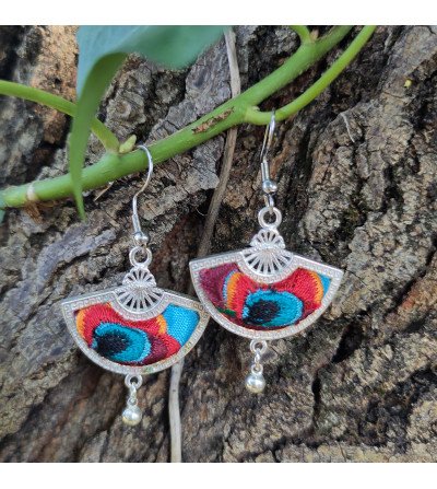 boucles éventails broderie paon - dzigana